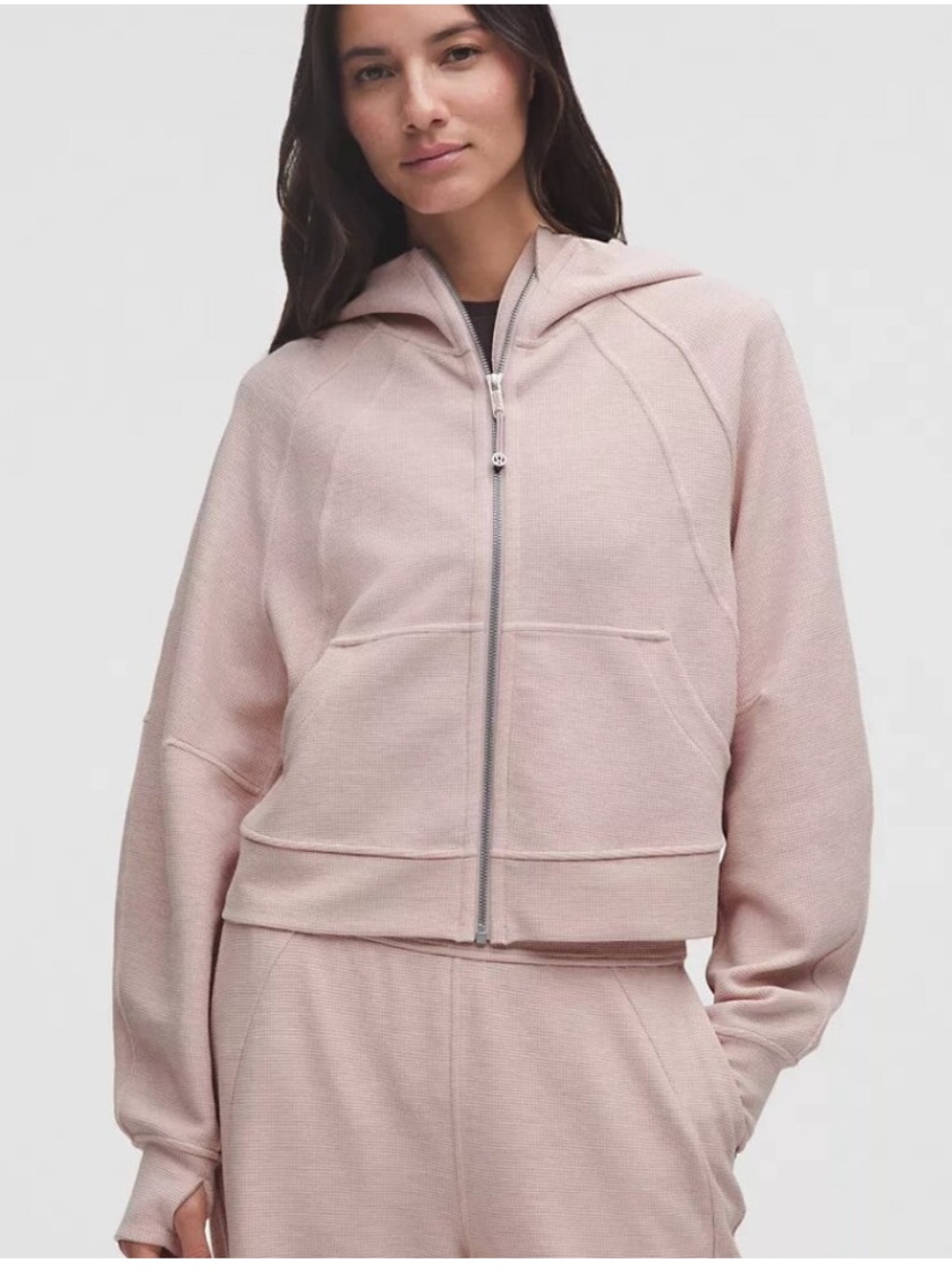 NWT Lululemon Scuba Oversized Full-Zip Waffle Hoodie in Heathered Mink Berry